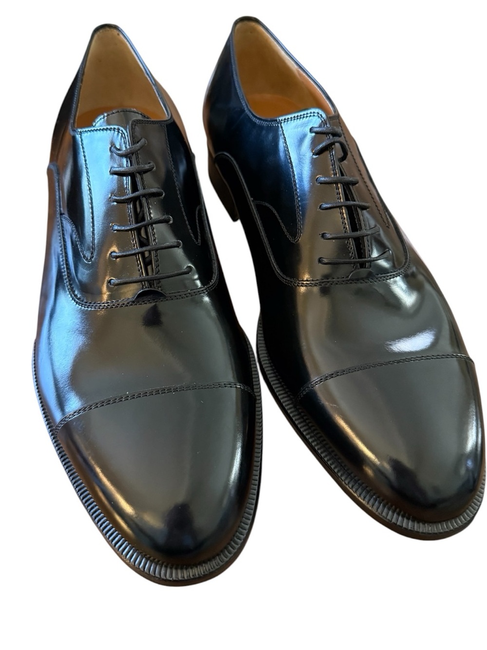Salvatore Ferragamo New Italian Black Leather Oxfords 10.5 D
